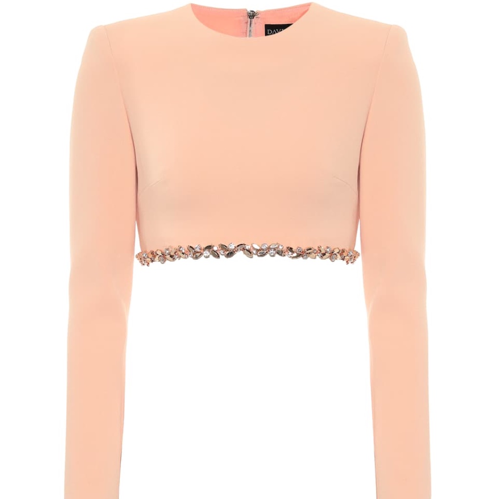 Nwt David Koma Peach Cady Embellished Crop Top Sz10